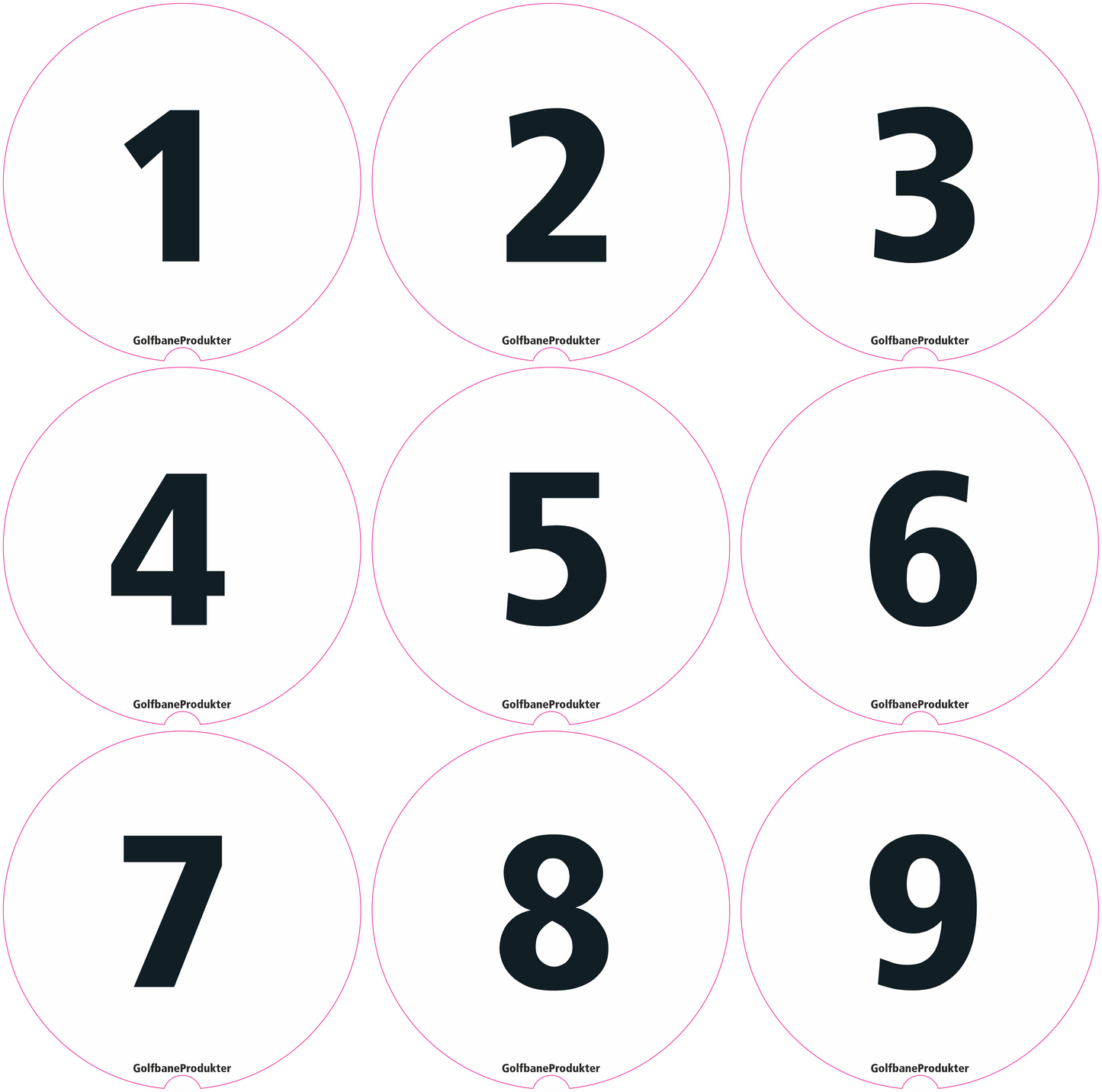 Stickers 1-9 for Oval Putting Green Flags