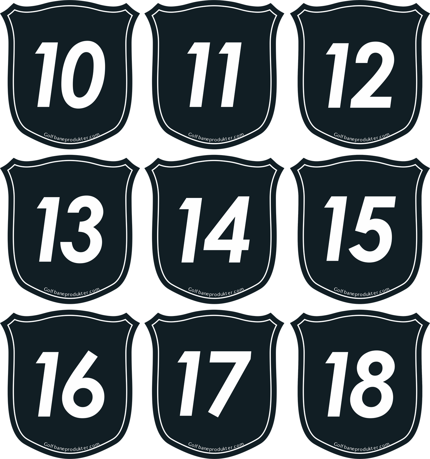 Stickers 10-18 for shield Putting Green Flags
