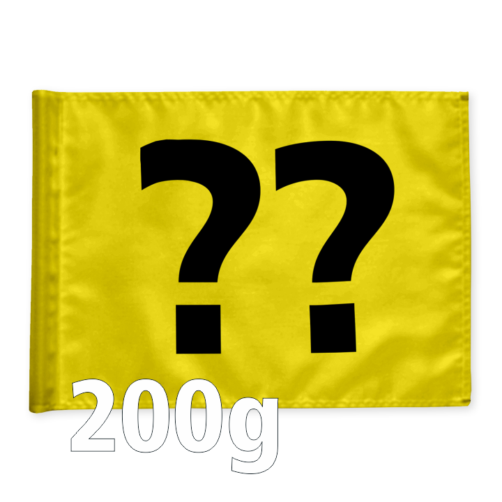 Single golf flag, yellow with optional hole number, braced, 200 gram fabric.
