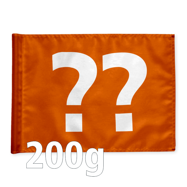 Single minigolf flag, double-sided, orange, optional hole number, 200 gram