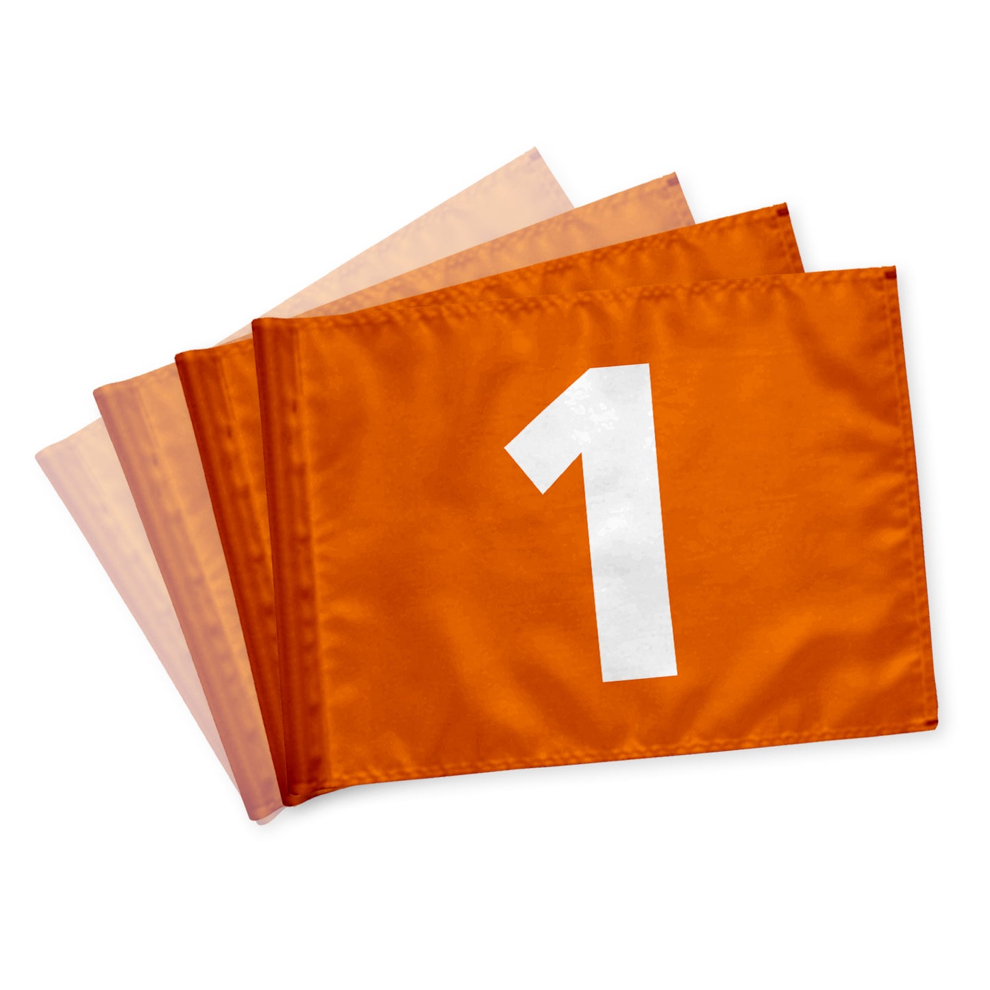 Puttinggreenflags 1-9,  orange with white numbers, double-sided, 200 gram fabric