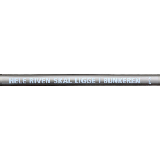 Sticker: "Place rake in the bunker", white