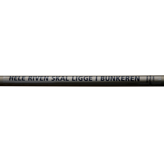 Sticker: "Place rake in the bunker", black