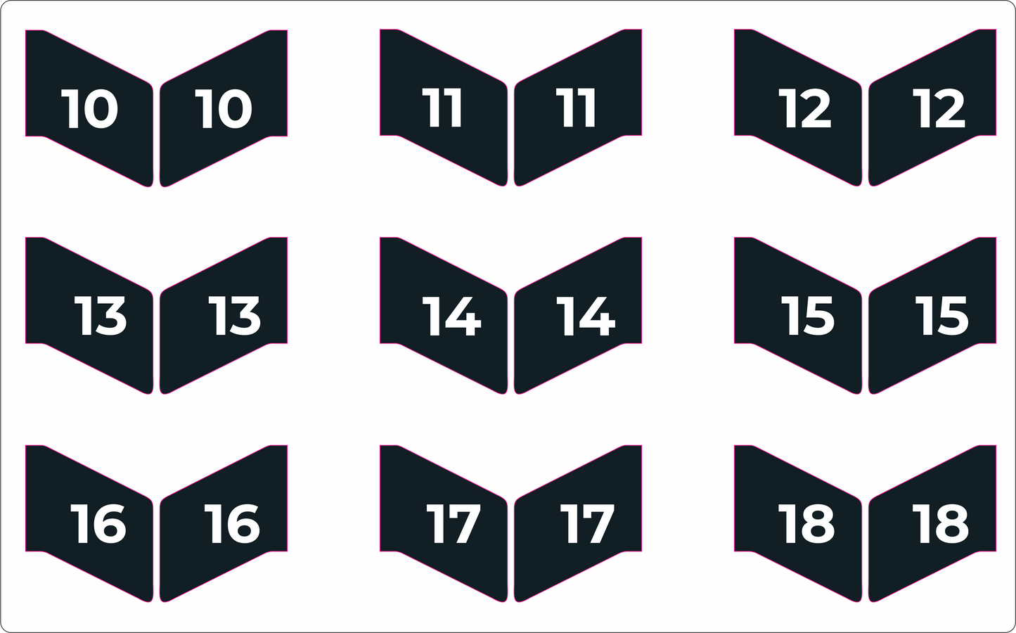 Stickers 10-18 for Flag Putting Green Flags