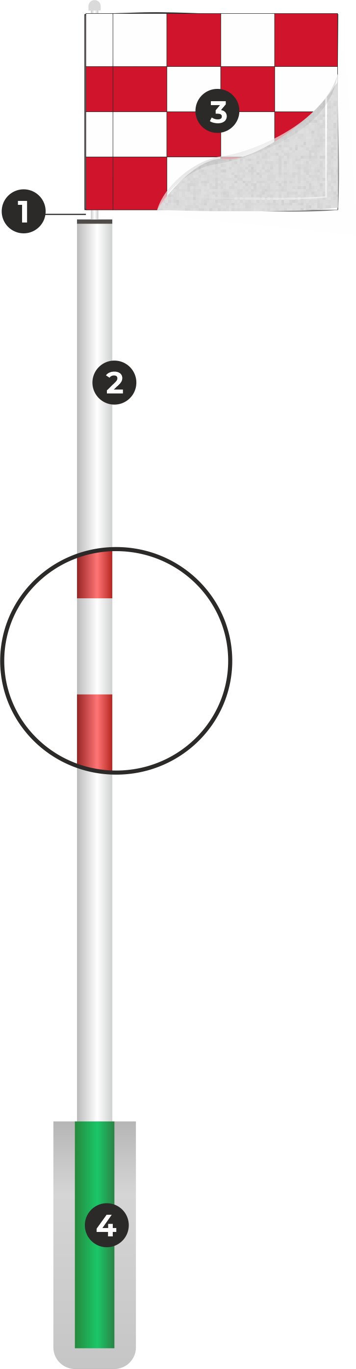 Big Fat Flagstick with red/white checkered flag