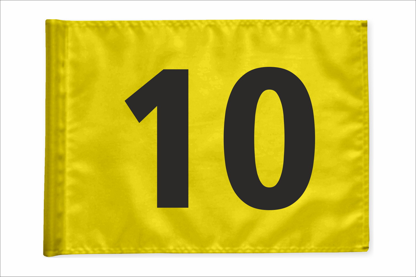 Single golf flag, yellow with optional hole number, 200 gram fabric