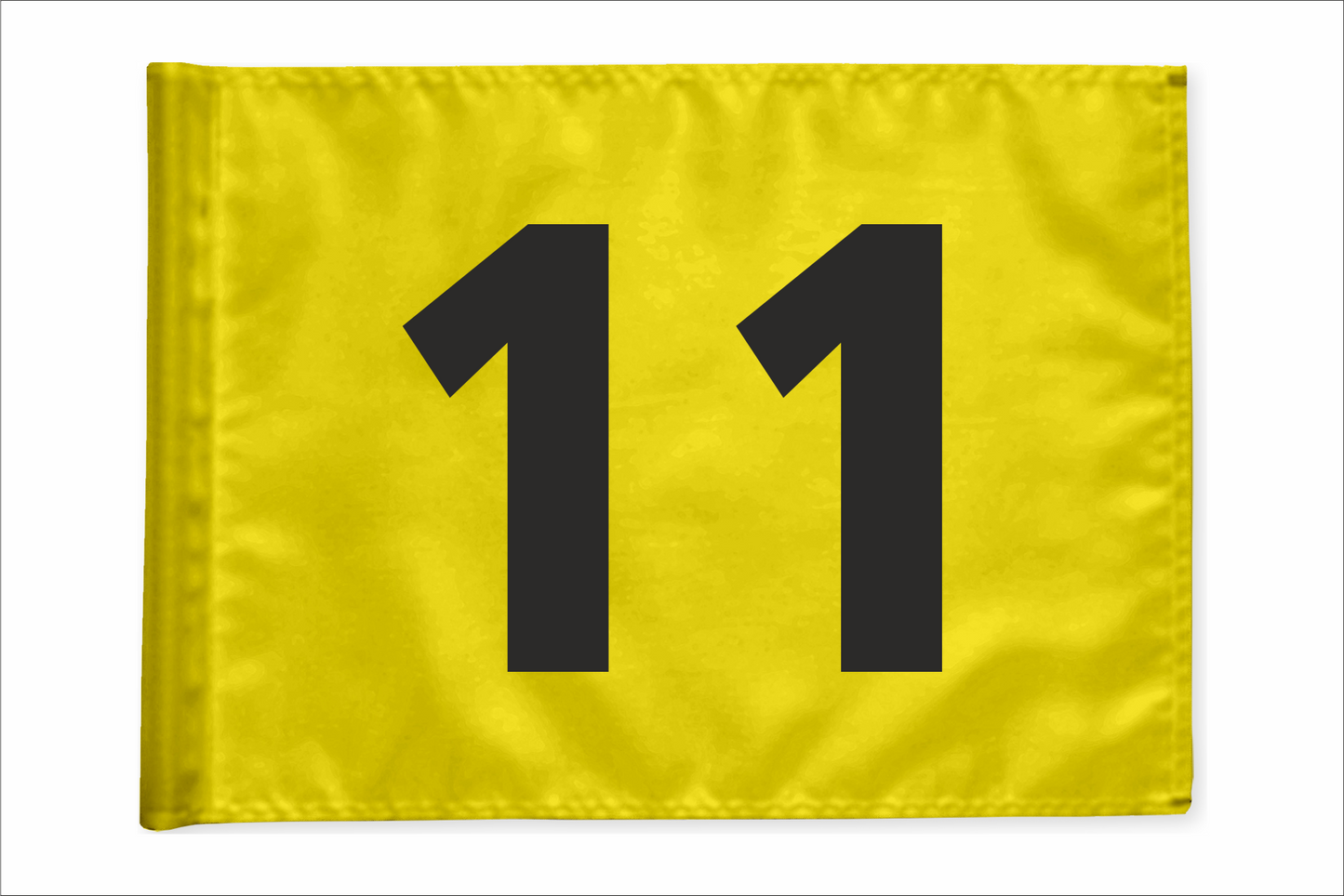 Single golf flag, yellow with optional hole number, 200 gram fabric
