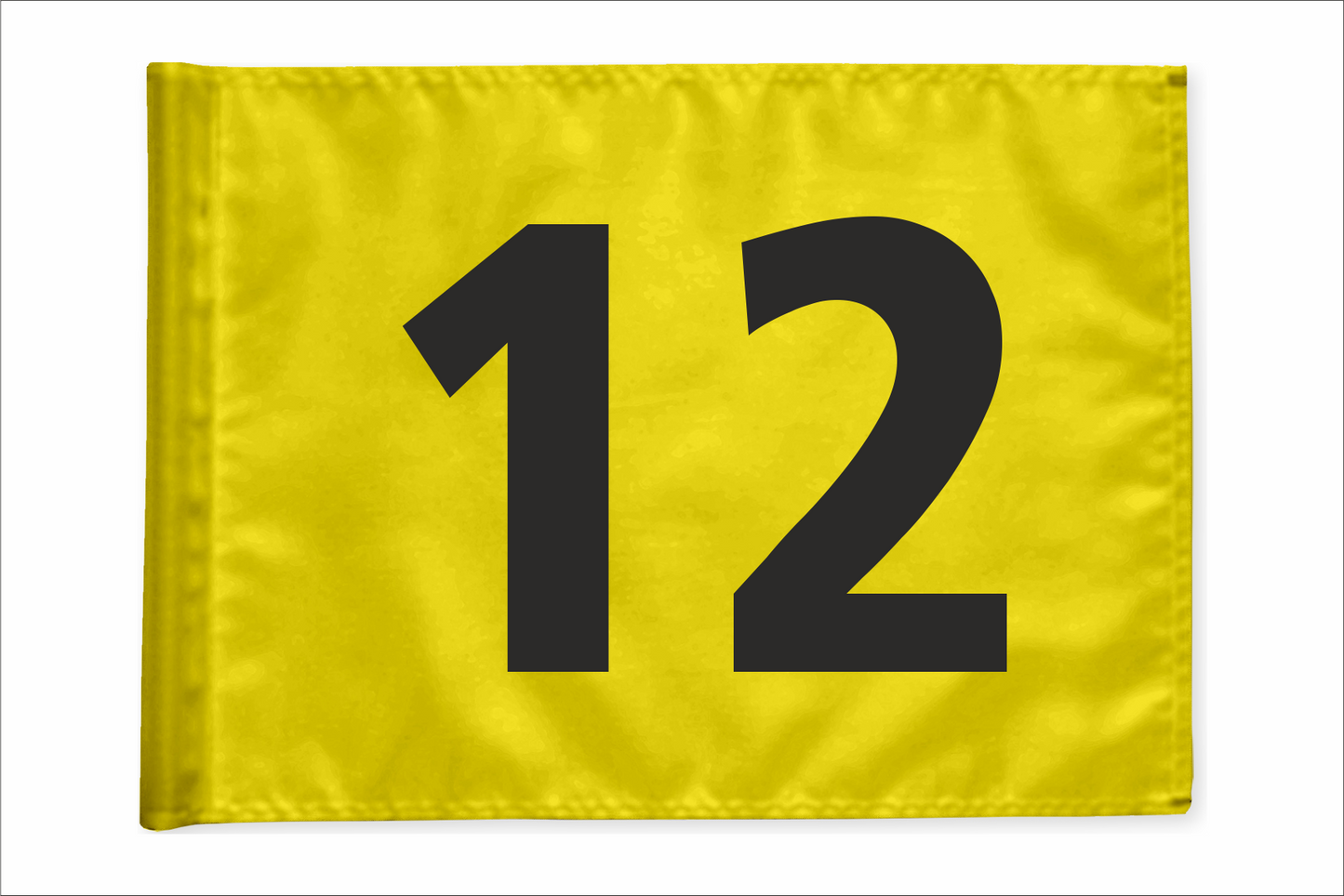 Single golf flag, yellow with optional hole number, 200 gram fabric