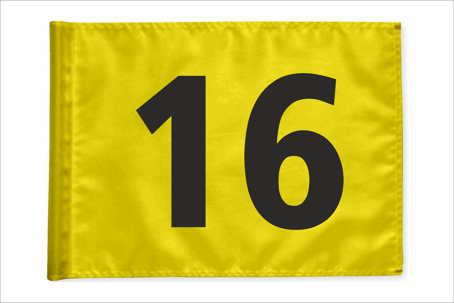 Single golf flag, yellow with optional hole number, 200 gram fabric