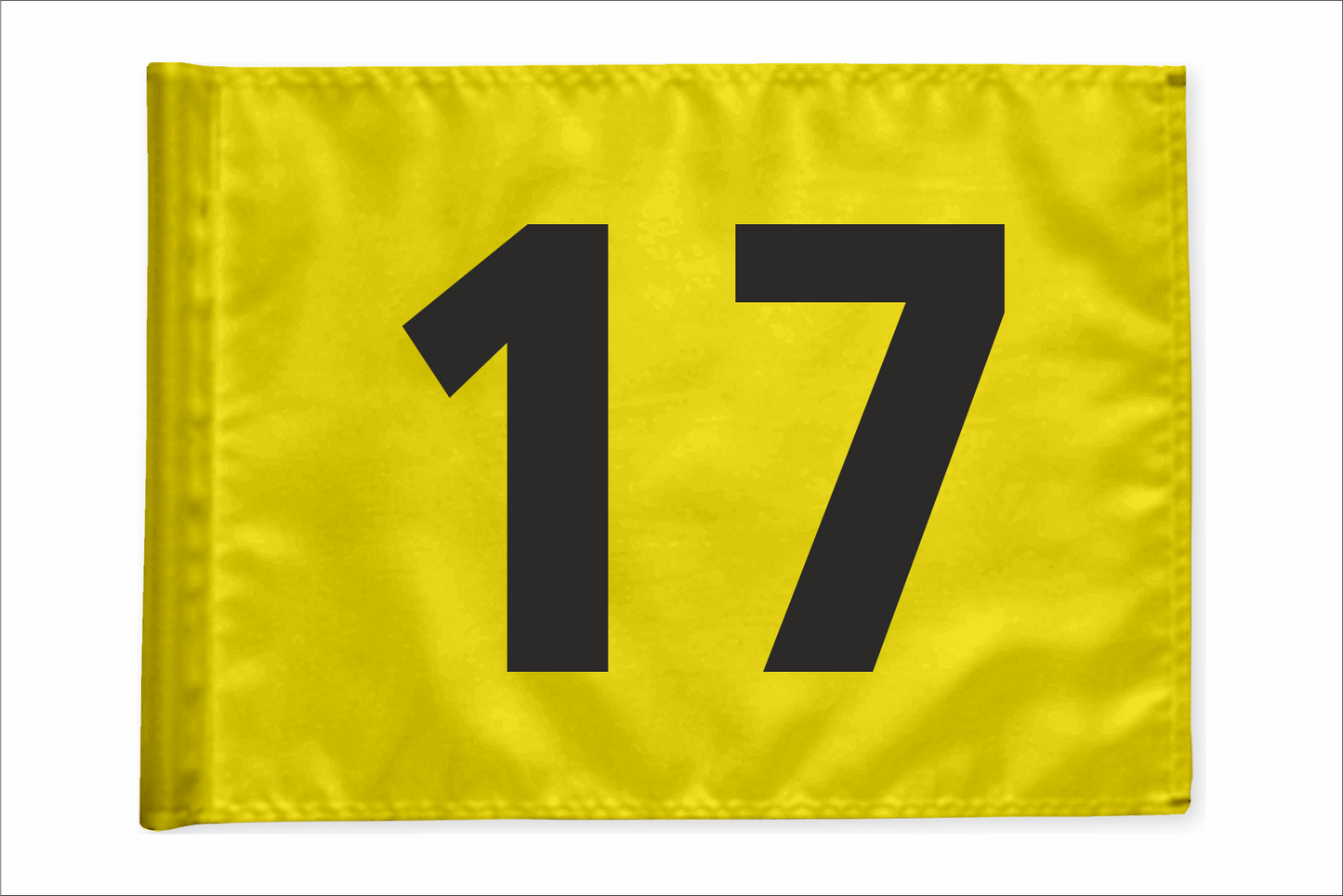 Single golf flag, yellow with optional hole number, 200 gram fabric