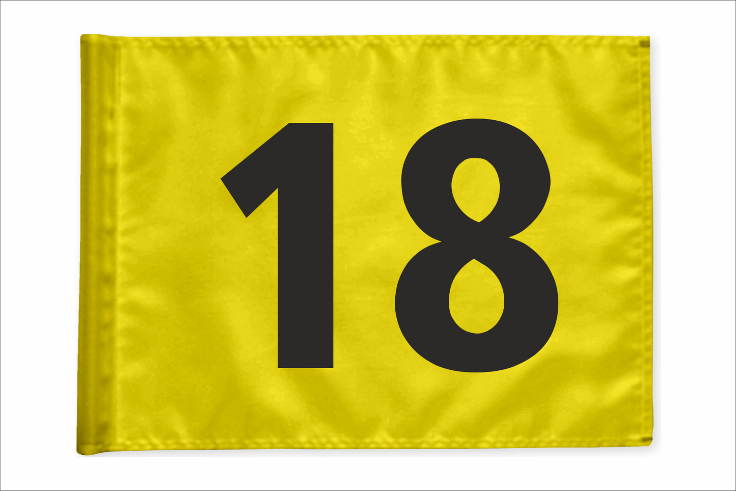 Single golf flag, yellow with optional hole number, 200 gram fabric