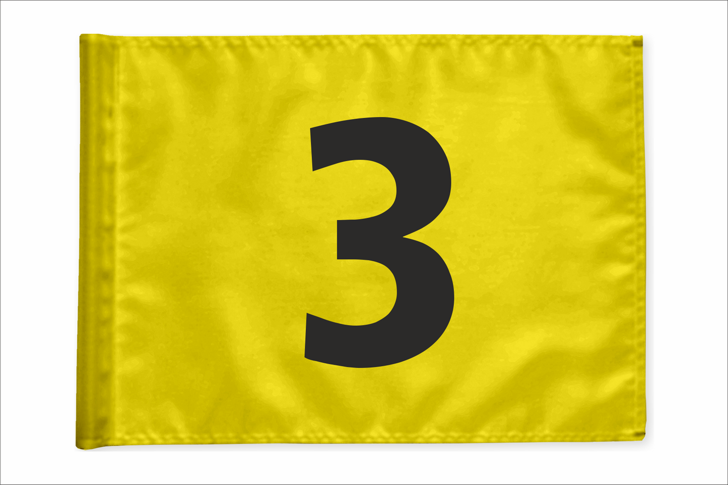 Single golf flag, yellow with optional hole number, 200 gram fabric