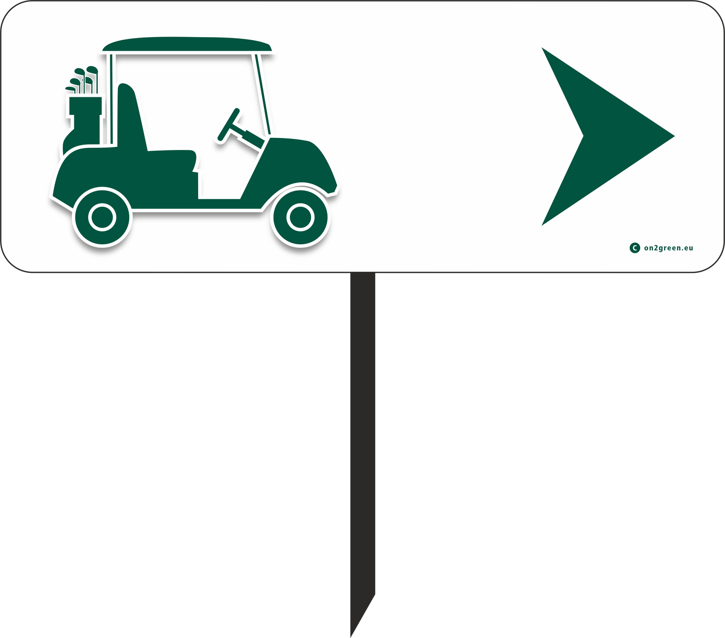 Golf sign: golf cart + arrow right