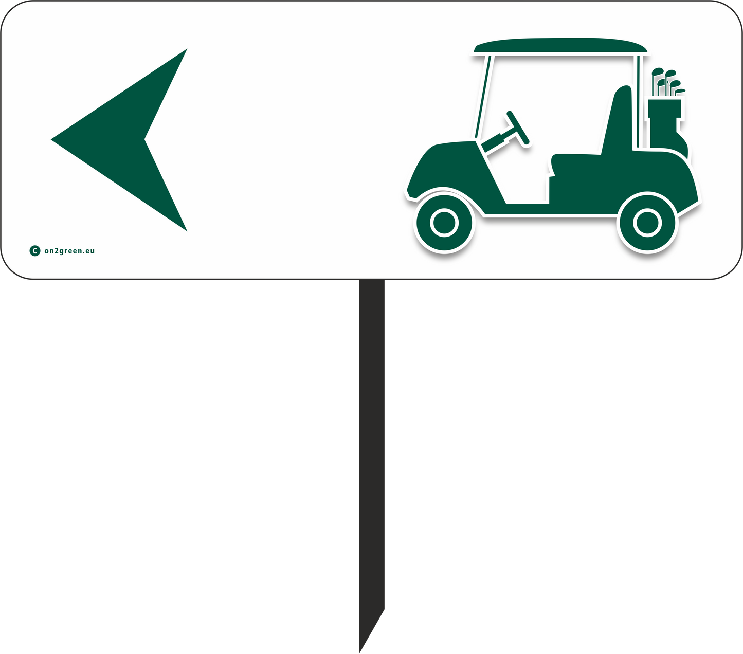 Golf sign: golf cart + arrow left