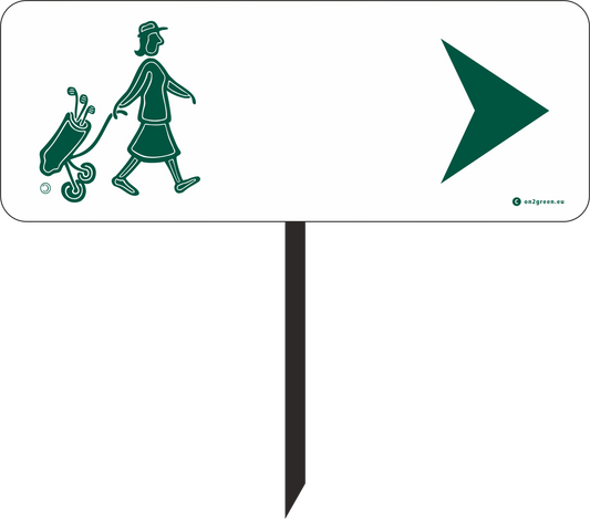 Golf sign: Woman + arrow right