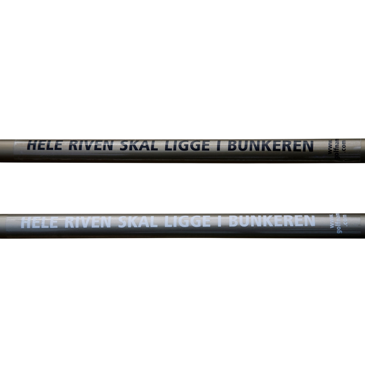 Sticker: "Place rake in the bunker", black