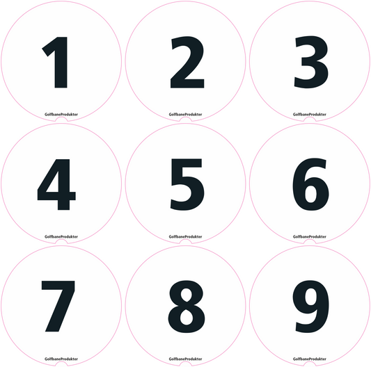Stickers 1-9 for round Putting Green Flags