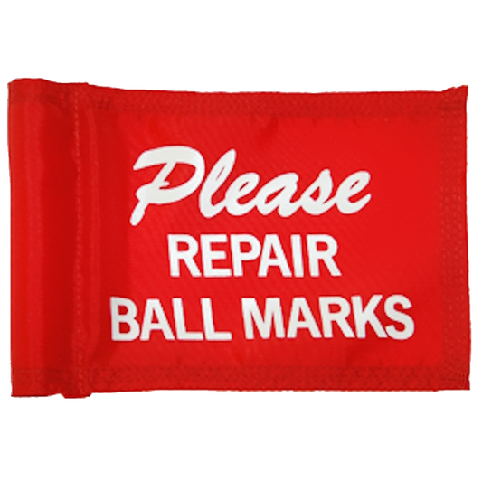 Placement flag, Red/White text, nylon