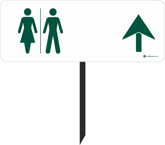 Golfsign: Toilet symbol + arrow up