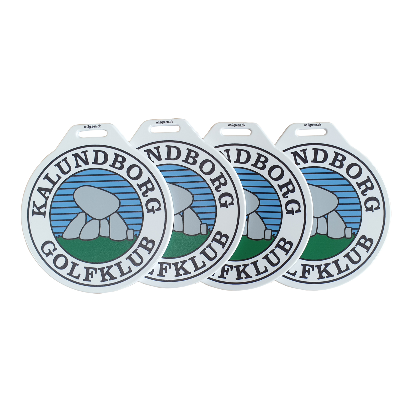 Bag Tag, white, Ø 100 mm with digital print on 1 side