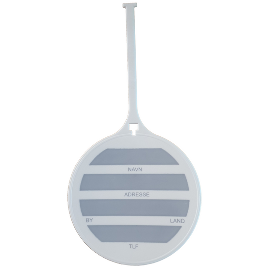 Bag Tag, white with gray spaces for writing
